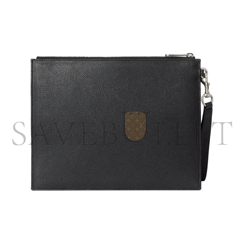G*u*i inlaid logo grained leather clutch 768374 (28*22*3cm)